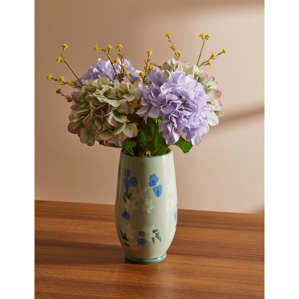 Moss & Sweetpea Set of 2 Artificial Real Touch Hydrangea Stems - Green, Green – image 2
