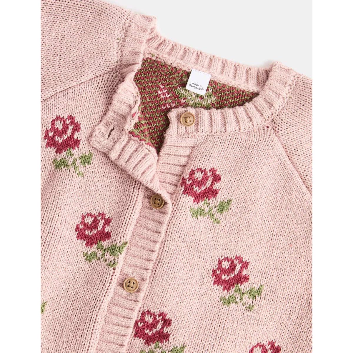 M&S Cotton Rich Flower Cardigan (0-5 Yrs) Pink – image 2