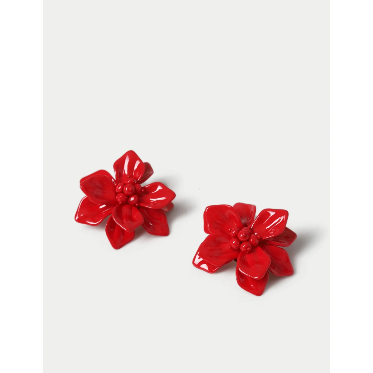 M&S Ww Red Flower Statement Earrings Red – image 2