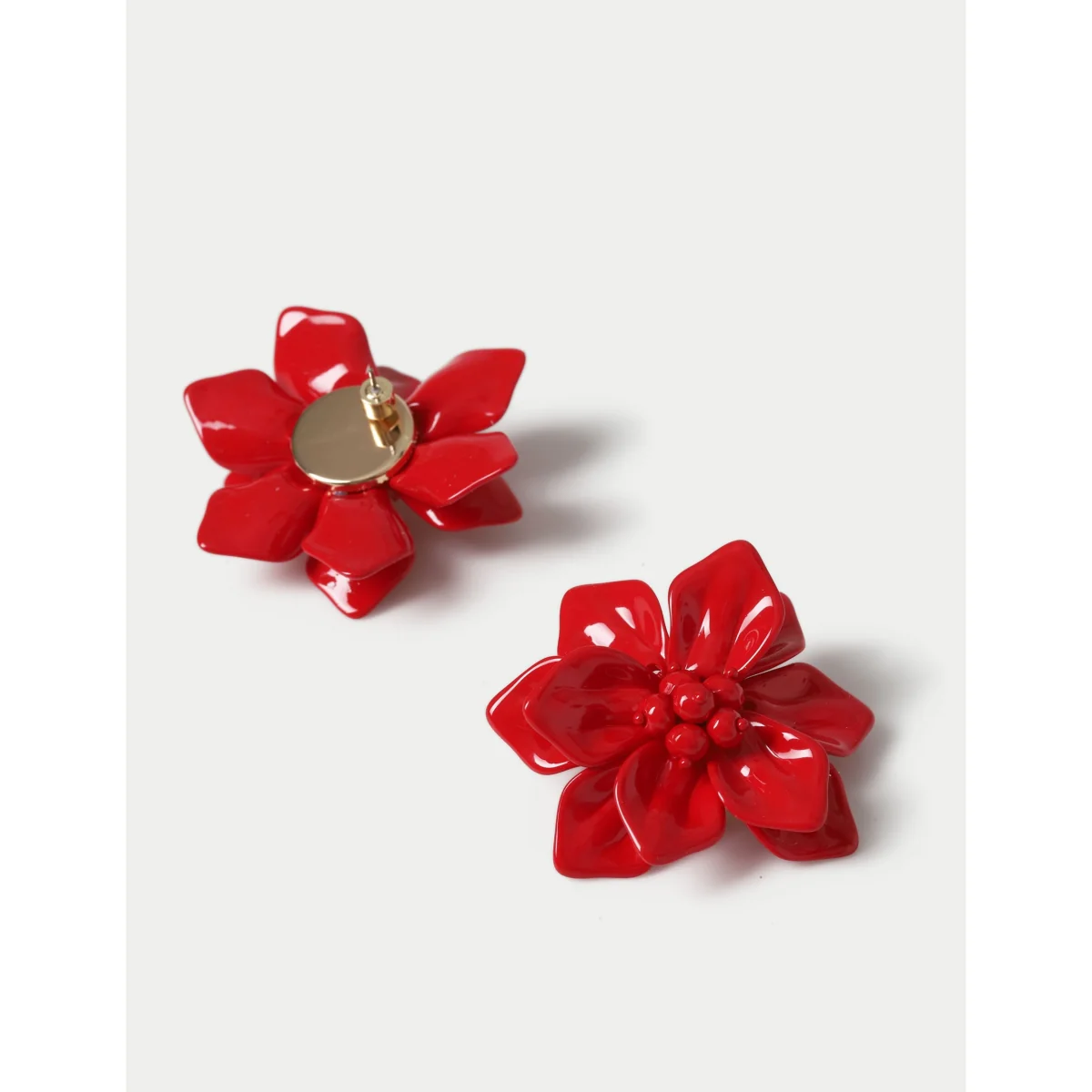 M&S Ww Red Flower Statement Earrings Red – image 3