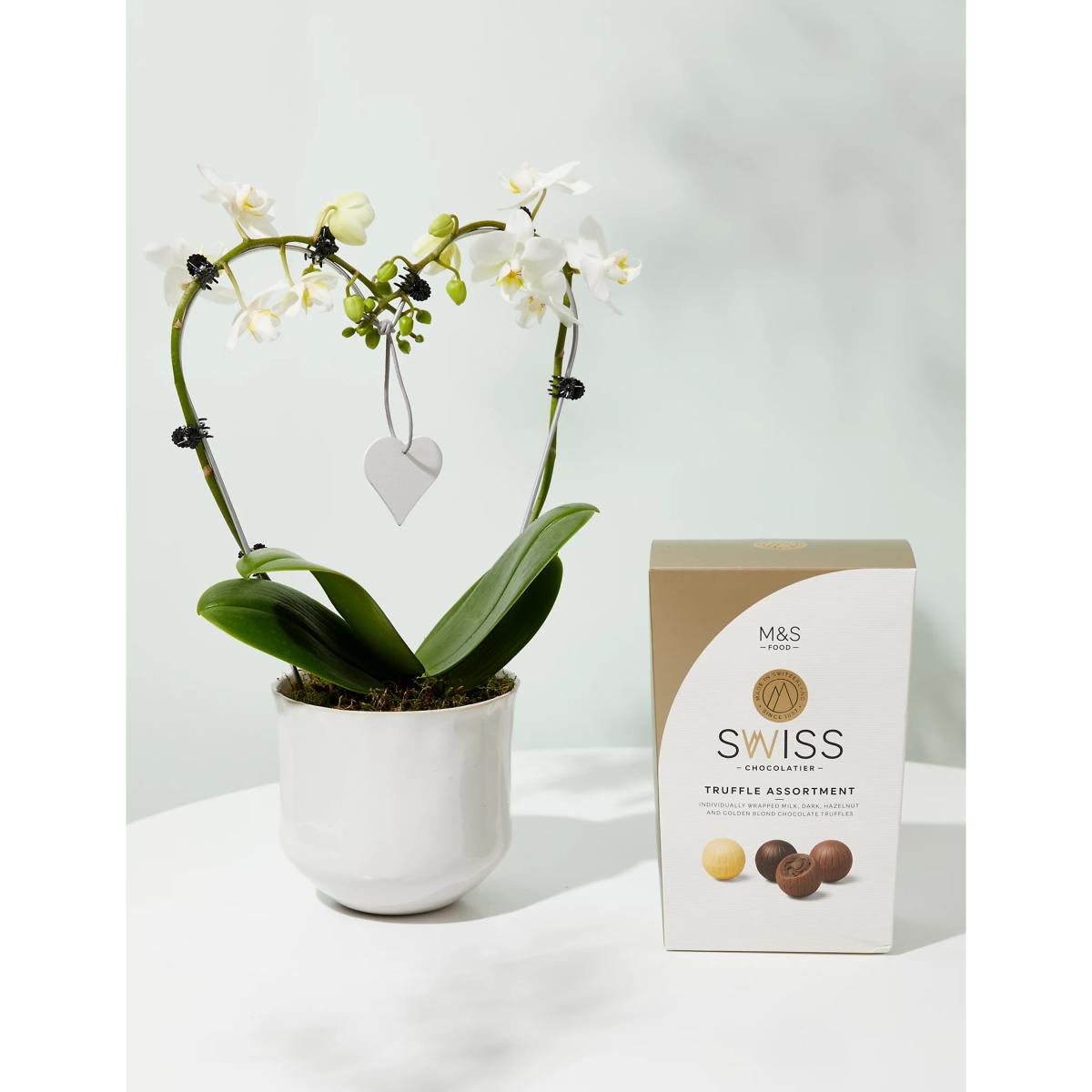 M&S White Heart Orchid Ceramic & Swiss Truffles Bundle – image 2