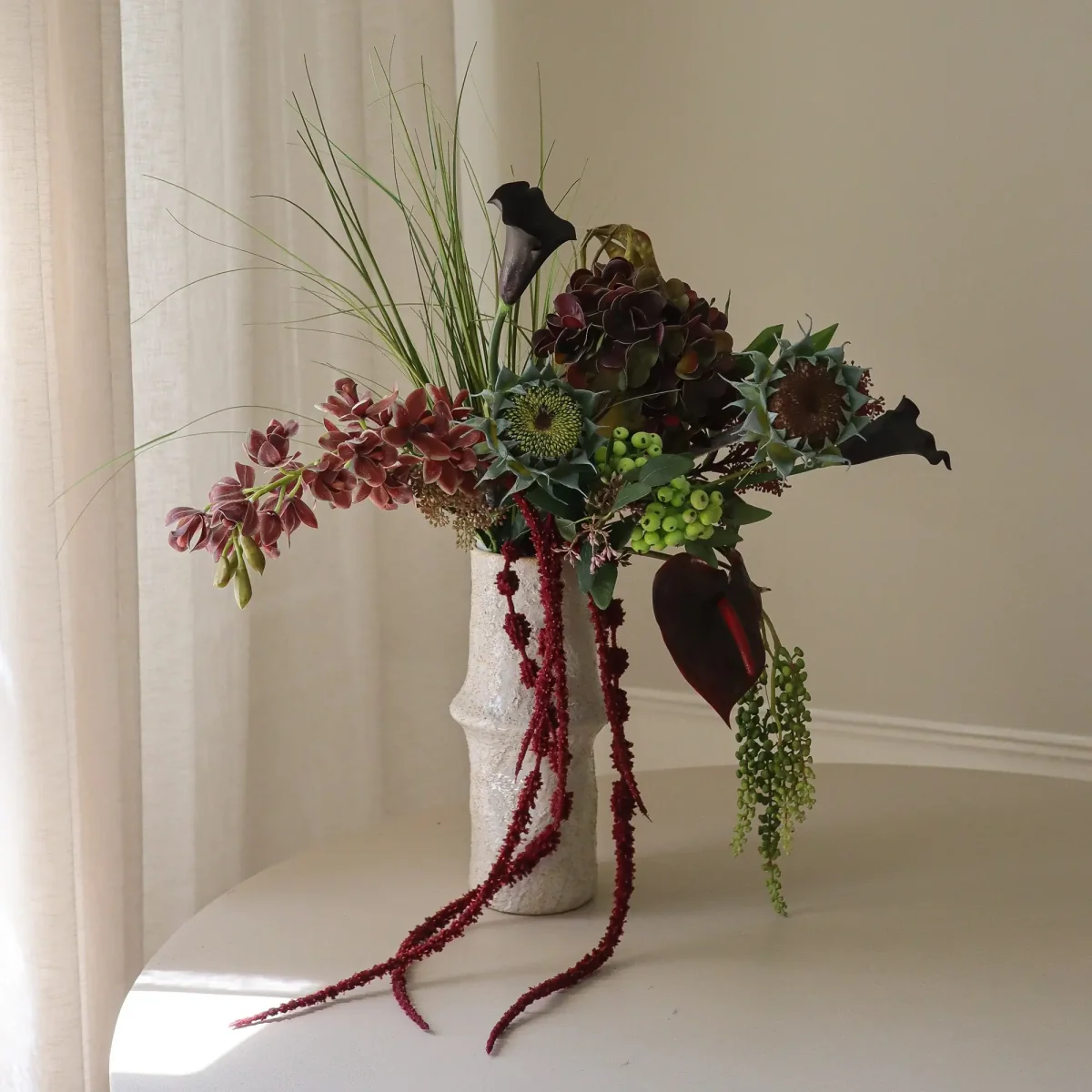 Botané Woodland Nocturne artificial bouquet Calla-anthurium-hydrangea-autumn sunflower 112 cm 14 pcs – image 4