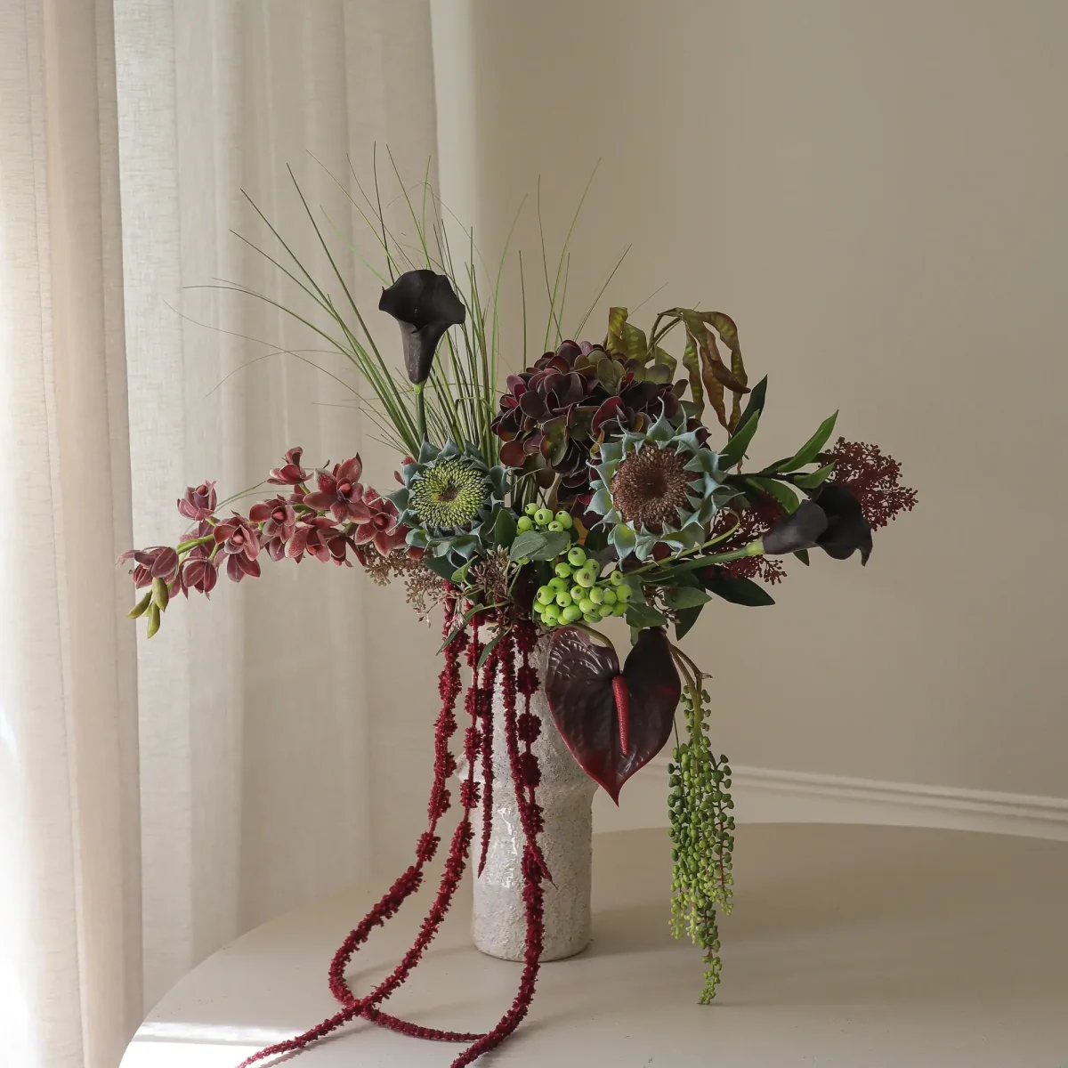 Botané Woodland Nocturne artificial bouquet Calla-anthurium-hydrangea-autumn sunflower 112 cm 14 pcs – image 5