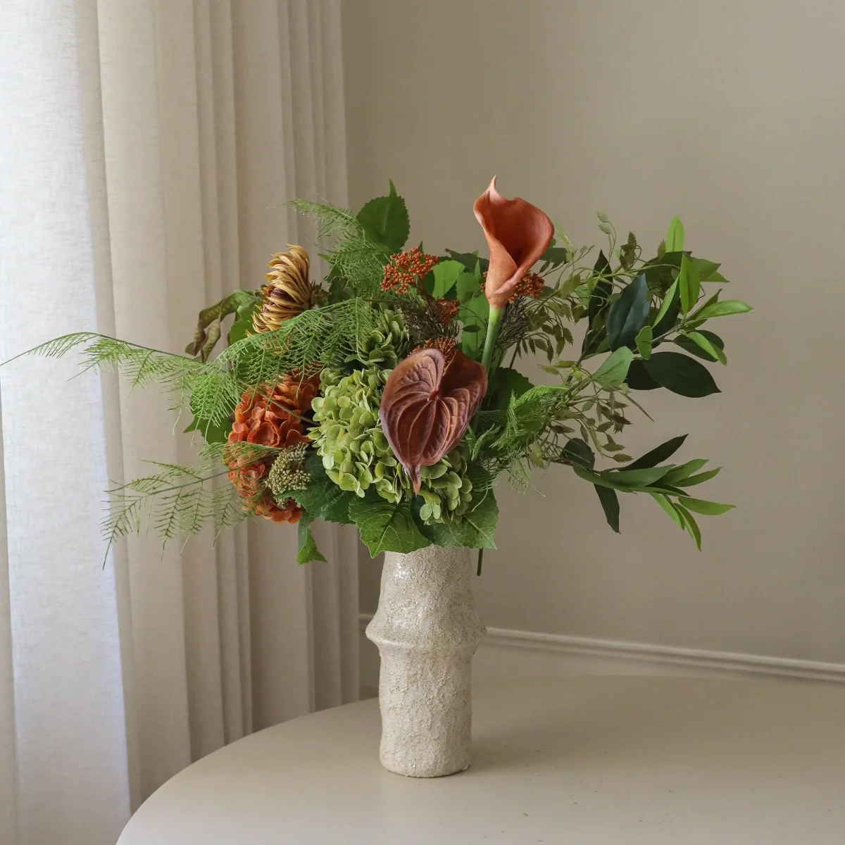 Botané Cedar Grove artificial bouquet Hydrangea–semi-cactus dahlia–calla 90 cm 14 pcs – image 2