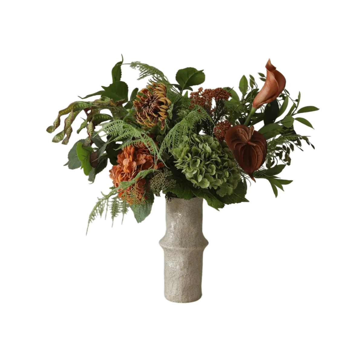 Botané Cedar Grove artificial bouquet Hydrangea–semi-cactus dahlia–calla 90 cm 14 pcs – image 1