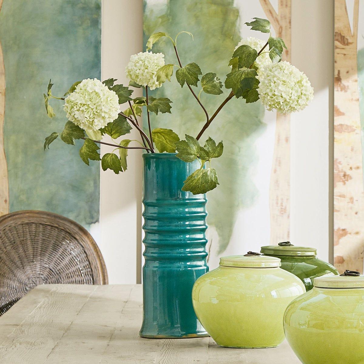 Faux Snowball Viburnum Branch - Green – image 2