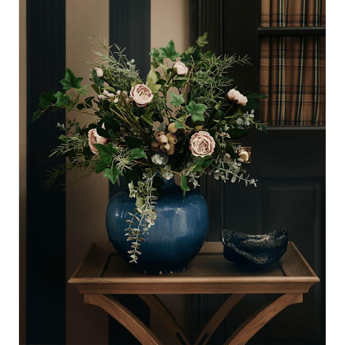 Faux Tea Rose and Eucalyptus Bunch - Pink/Green – image 3