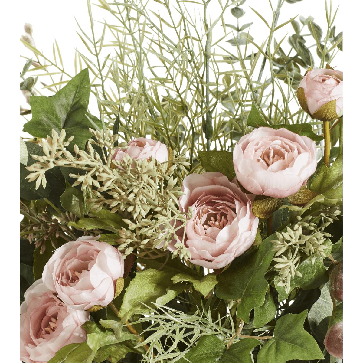 Faux Tea Rose and Eucalyptus Bunch - Pink/Green – image 4
