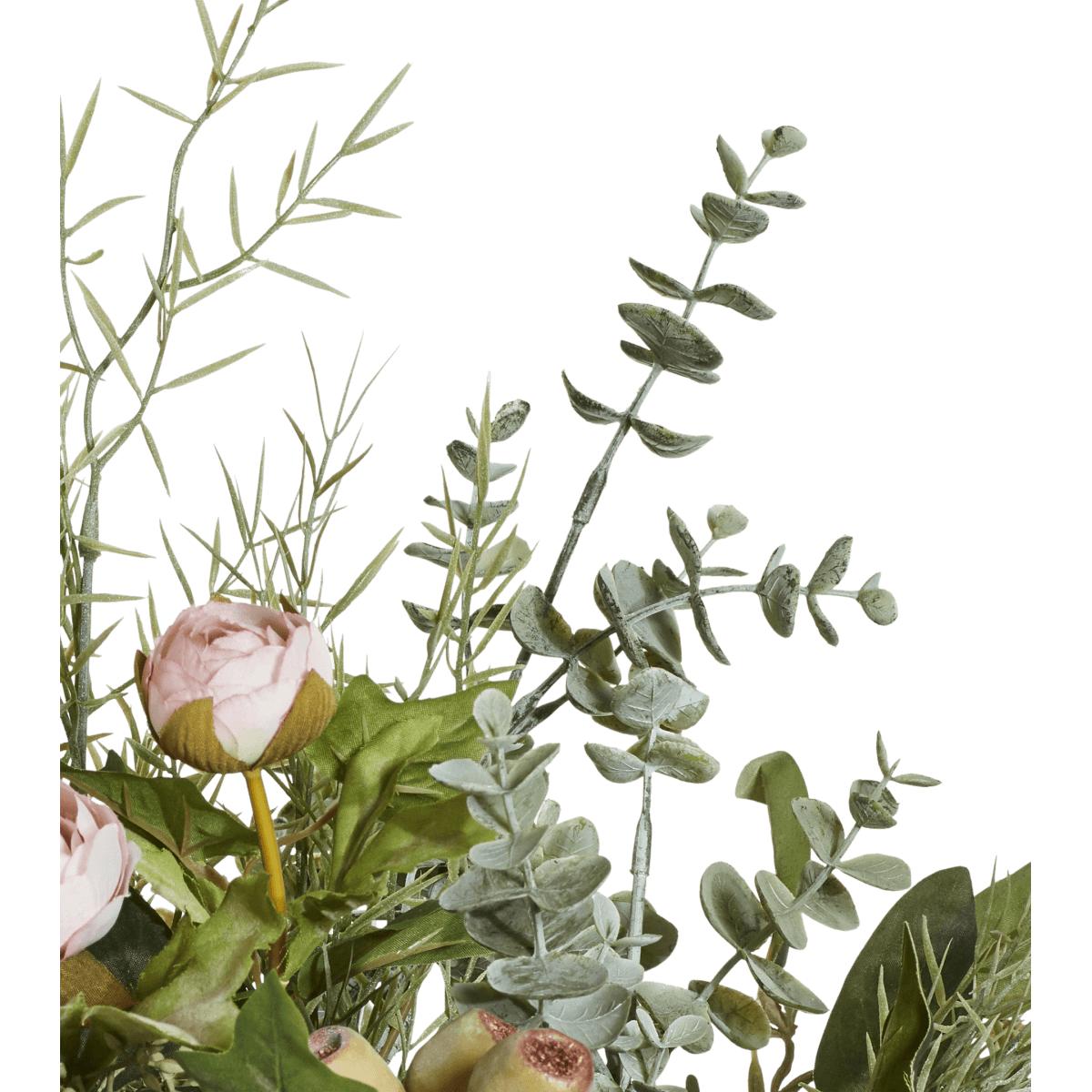 Faux Tea Rose and Eucalyptus Bunch - Pink/Green – image 5