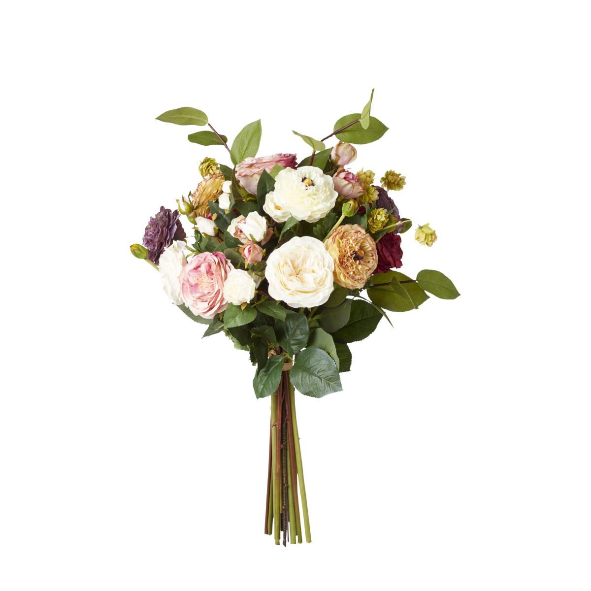 Faux Roses, Ranunculus, Apple Leaf & Hops Bunch - Multi – image 2