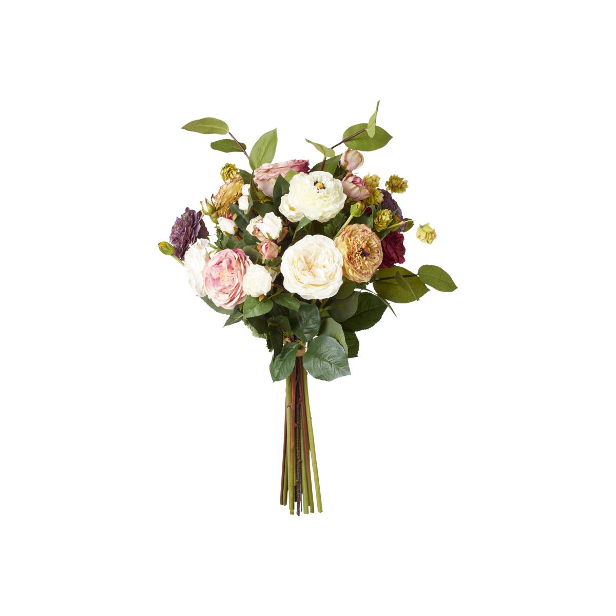 Faux Roses, Ranunculus, Apple Leaf & Hops Bunch - Multi – image 1