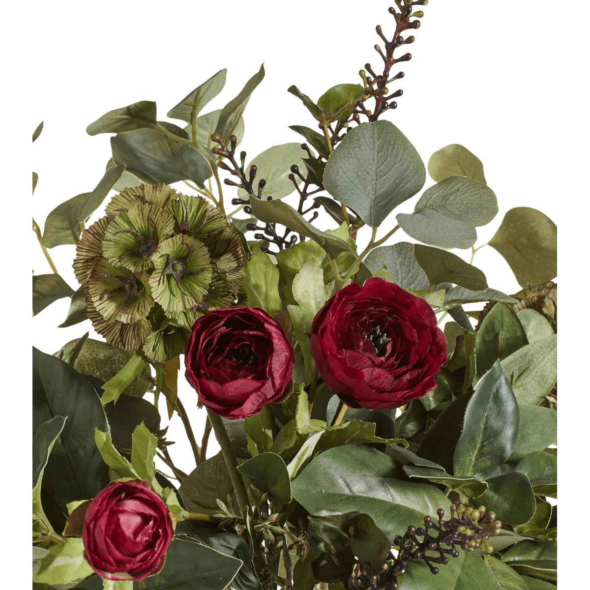 OKA, Faux Tea Rose and Eucalyptus Bunch - Red/Green, Floral Bunches, Plastic – image 2