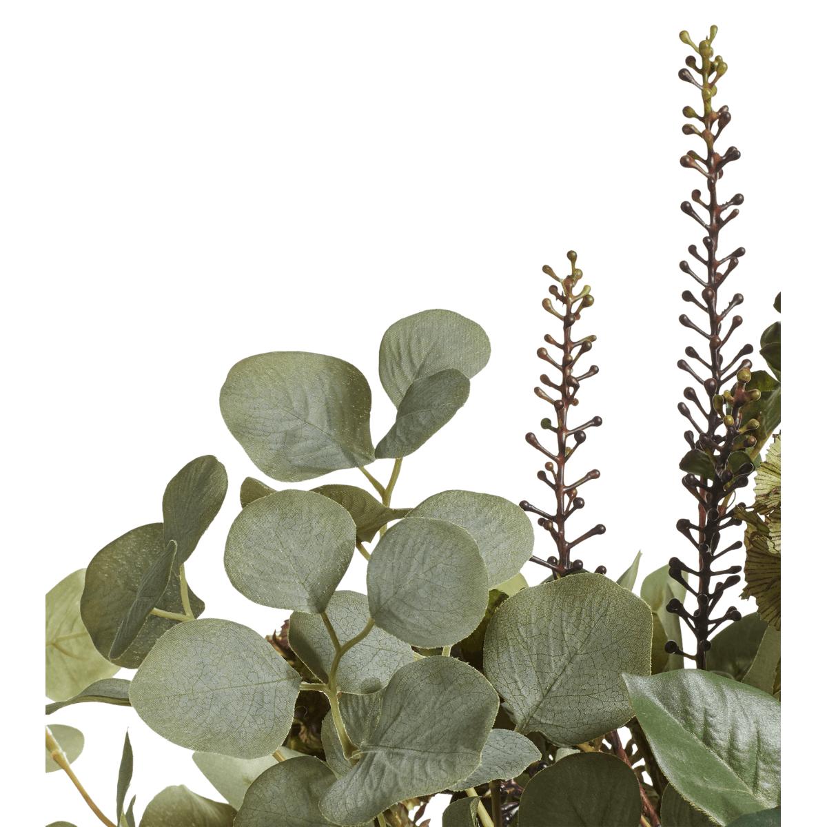 OKA, Faux Tea Rose and Eucalyptus Bunch - Red/Green, Floral Bunches, Plastic – image 3