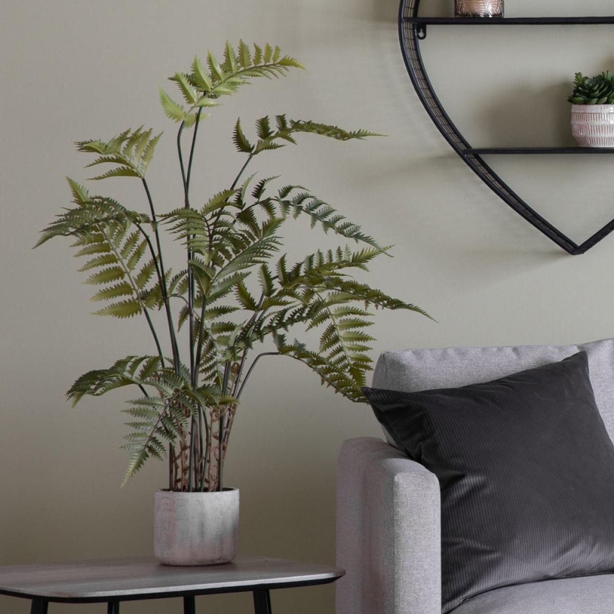 Gallery Interiors Kambiz Potted Fern in Cement Faux Plant Cream And Green / Small – image 5