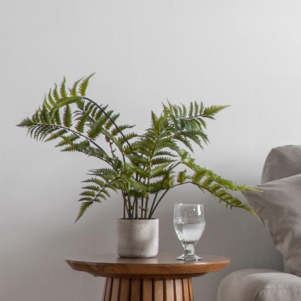 Gallery Interiors Kambiz Potted Fern in Cement Faux Plant Cream And Green / Small – image 1