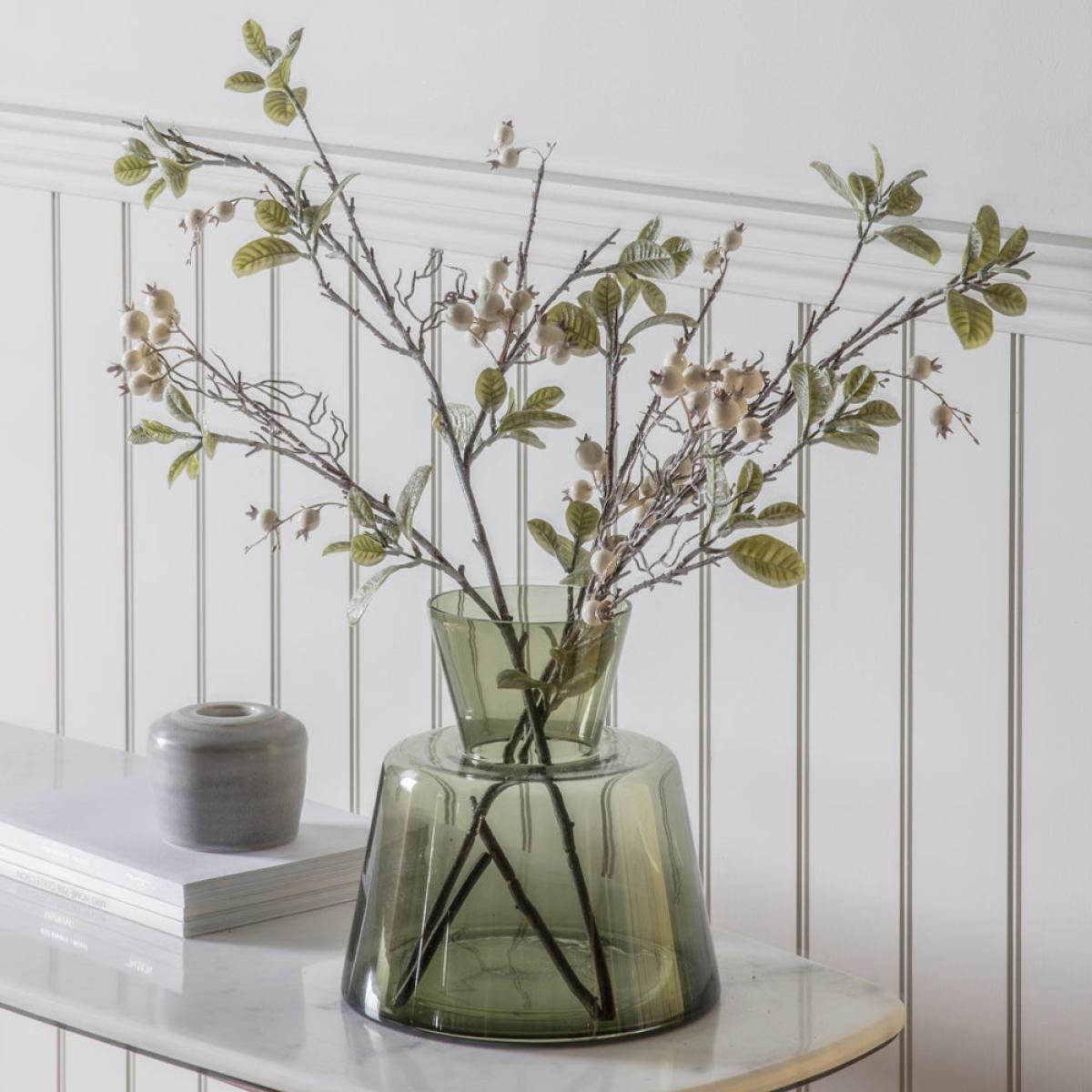 Gallery Interiors Set of 3 White Berry Stem in Green/White