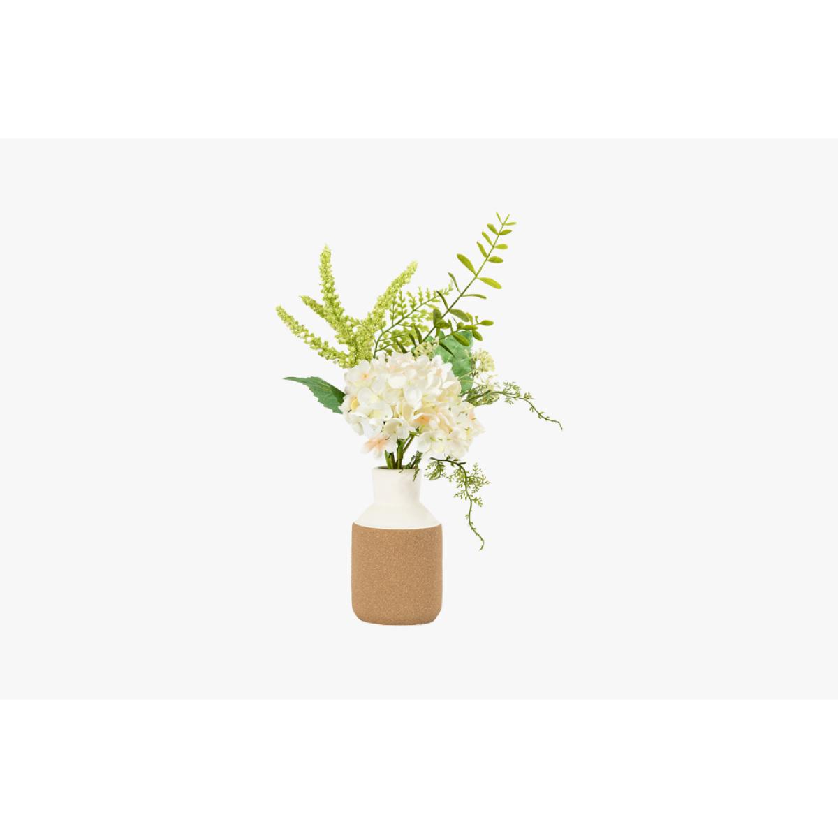 Faux Hydrangea Arrangement In Green – image 2