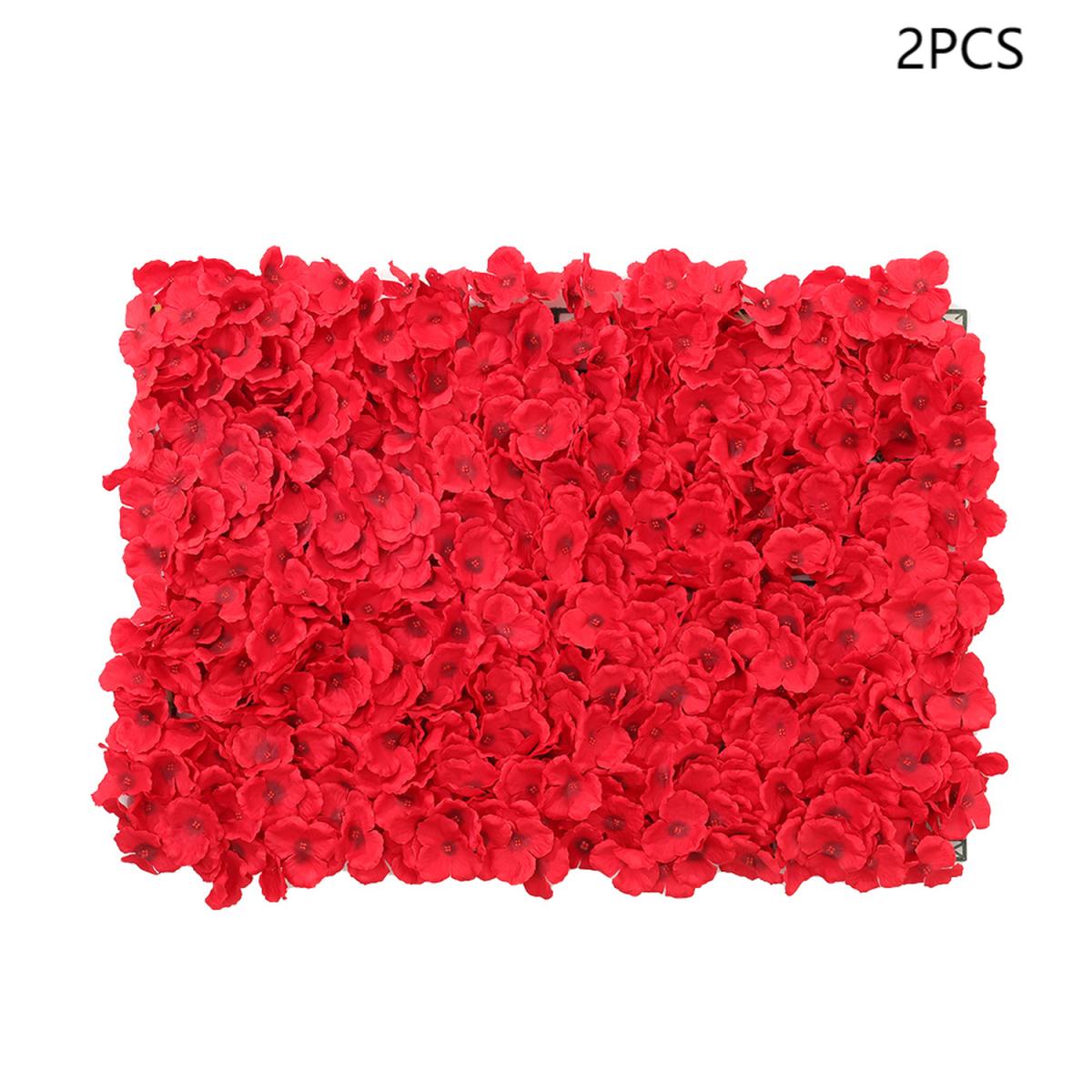 2PCS Artificial Flowers Wall Panel Silk Rose for Backdrop Wedding Decoration - Red – image 2
