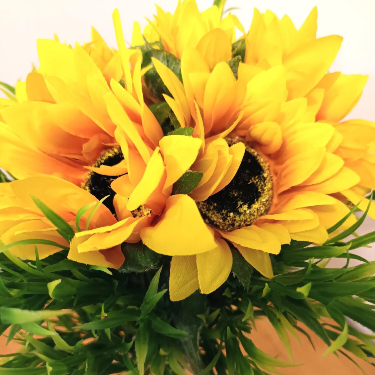 Artificial Sunflower and Grass Foliage Arrangement - Yellow – image 4