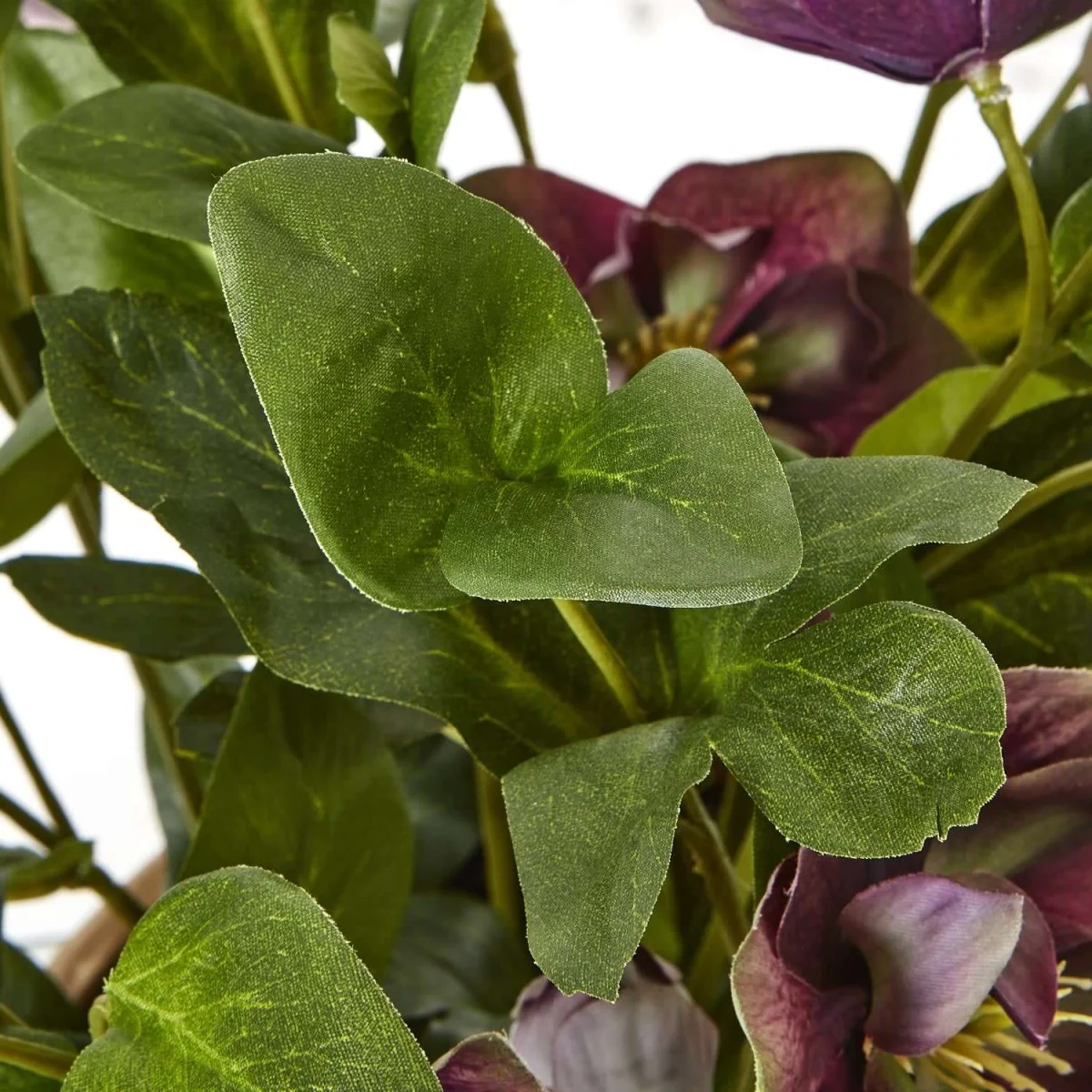 Deep Plum Hellebore Artificial Plant in Rustic Taupe Pot - Brown – image 2