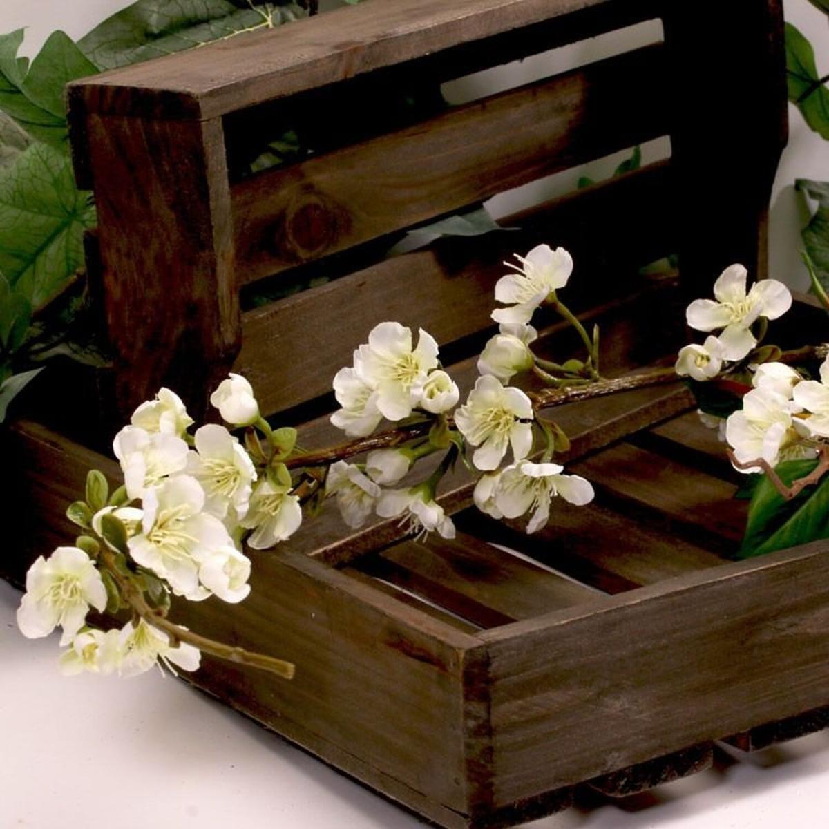 Artificial Silk Cherry Blossom Spray - White