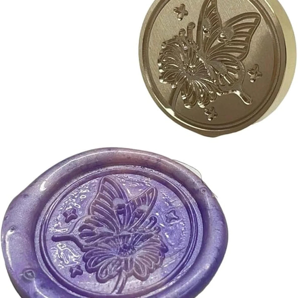 Butterfly Flower Wax Stamp Head - Gold – image 2
