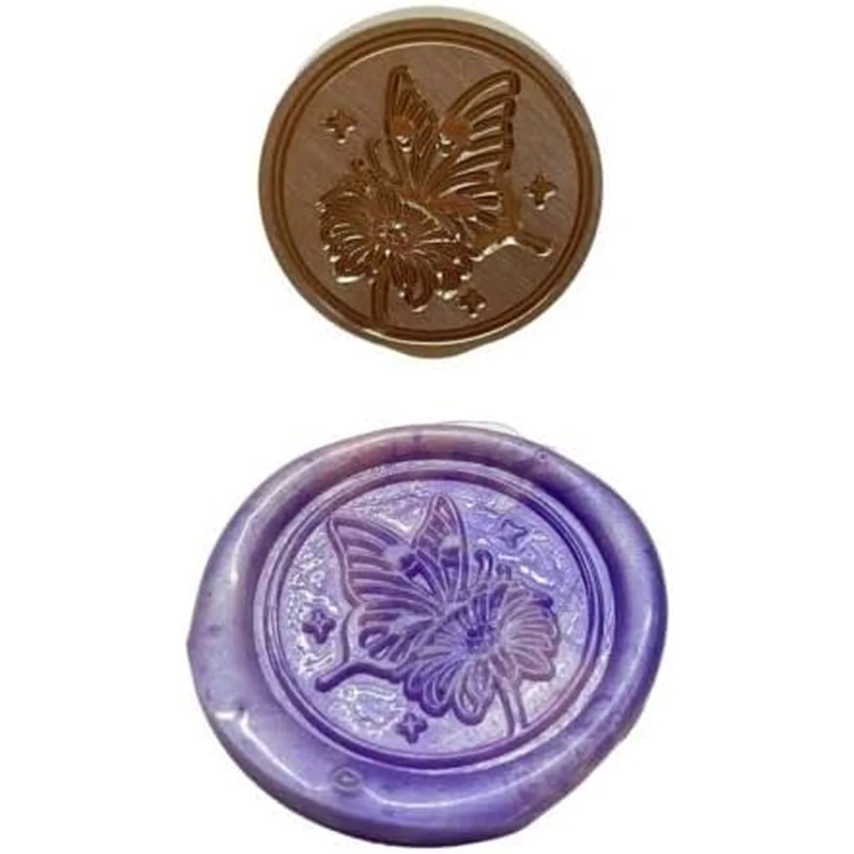 Butterfly Flower Wax Stamp Head - Gold – image 3