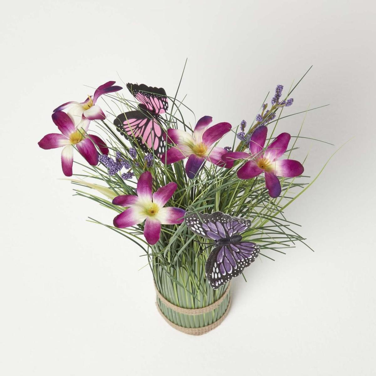 Homescapes Purple Flower Butterfly Artificial Meadow Flower Arrangement - Purple – image 2