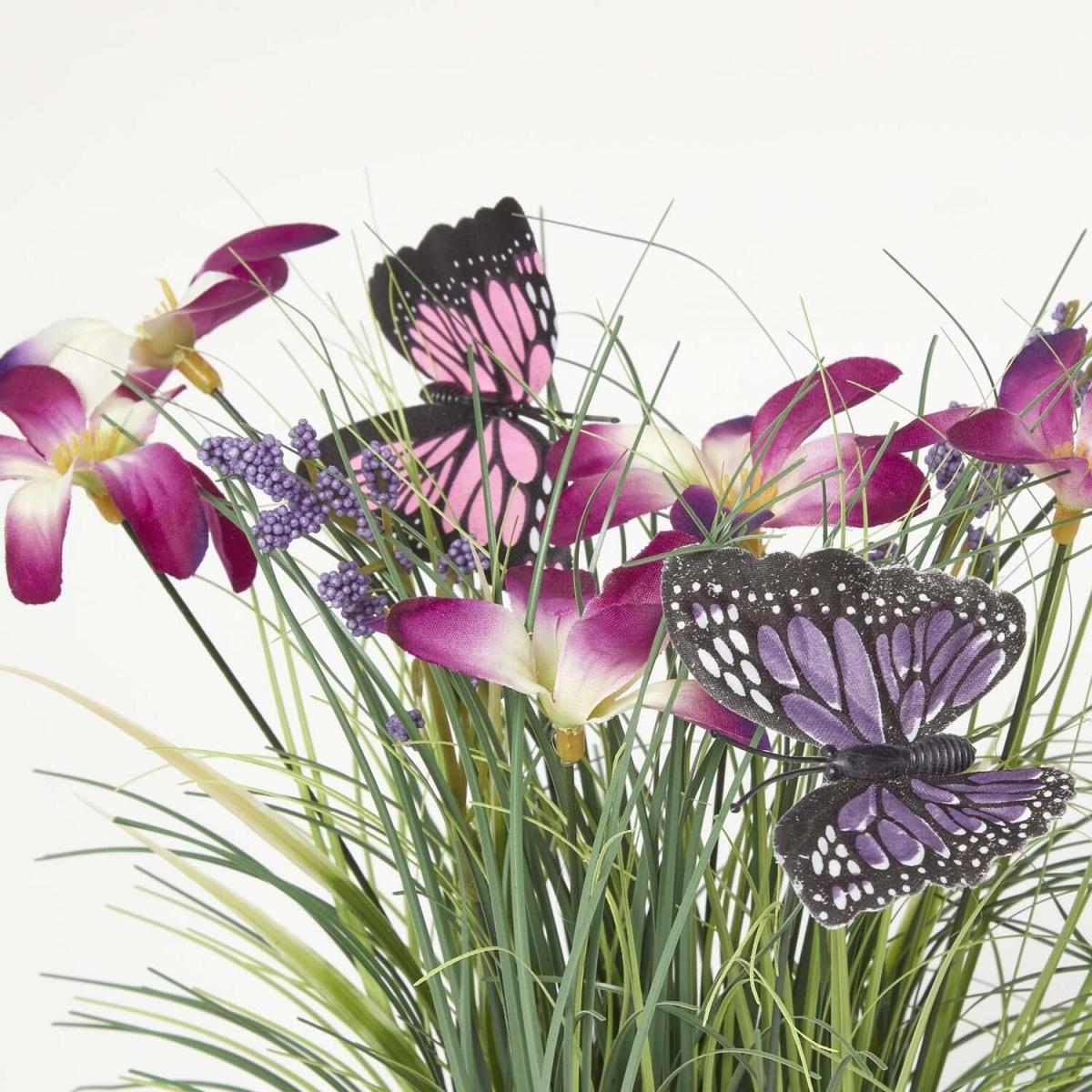 Homescapes Purple Flower Butterfly Artificial Meadow Flower Arrangement - Purple – image 4