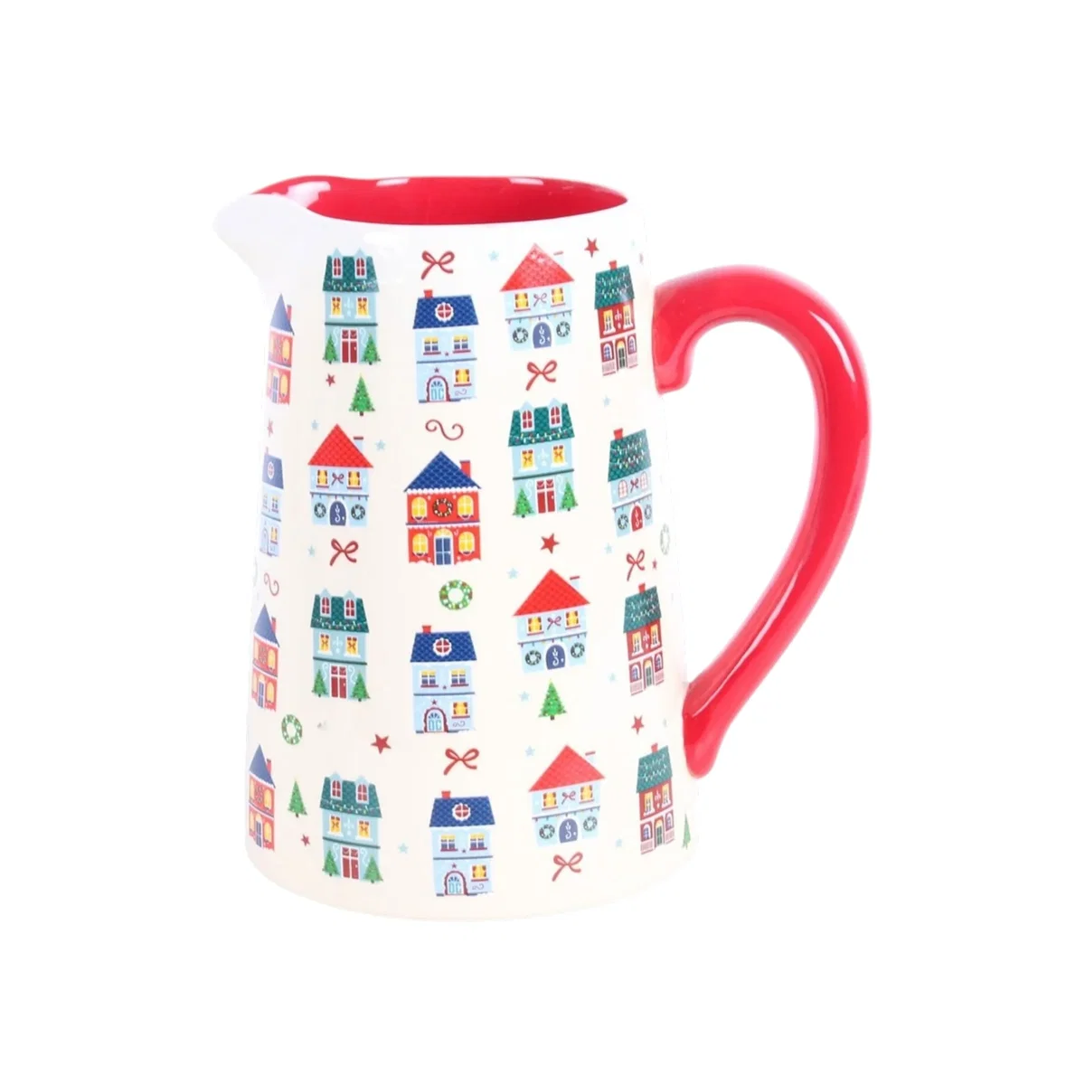 Christmas Street Print Flower Jug - Red – image 1
