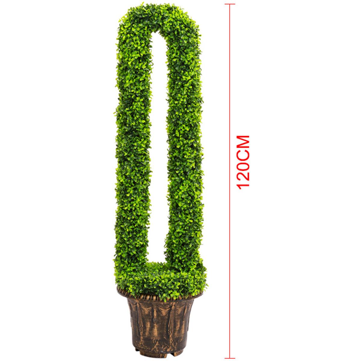Green Faux Boxwood Potted U-shaped Topiary Tree - Green / 120cm – image 2