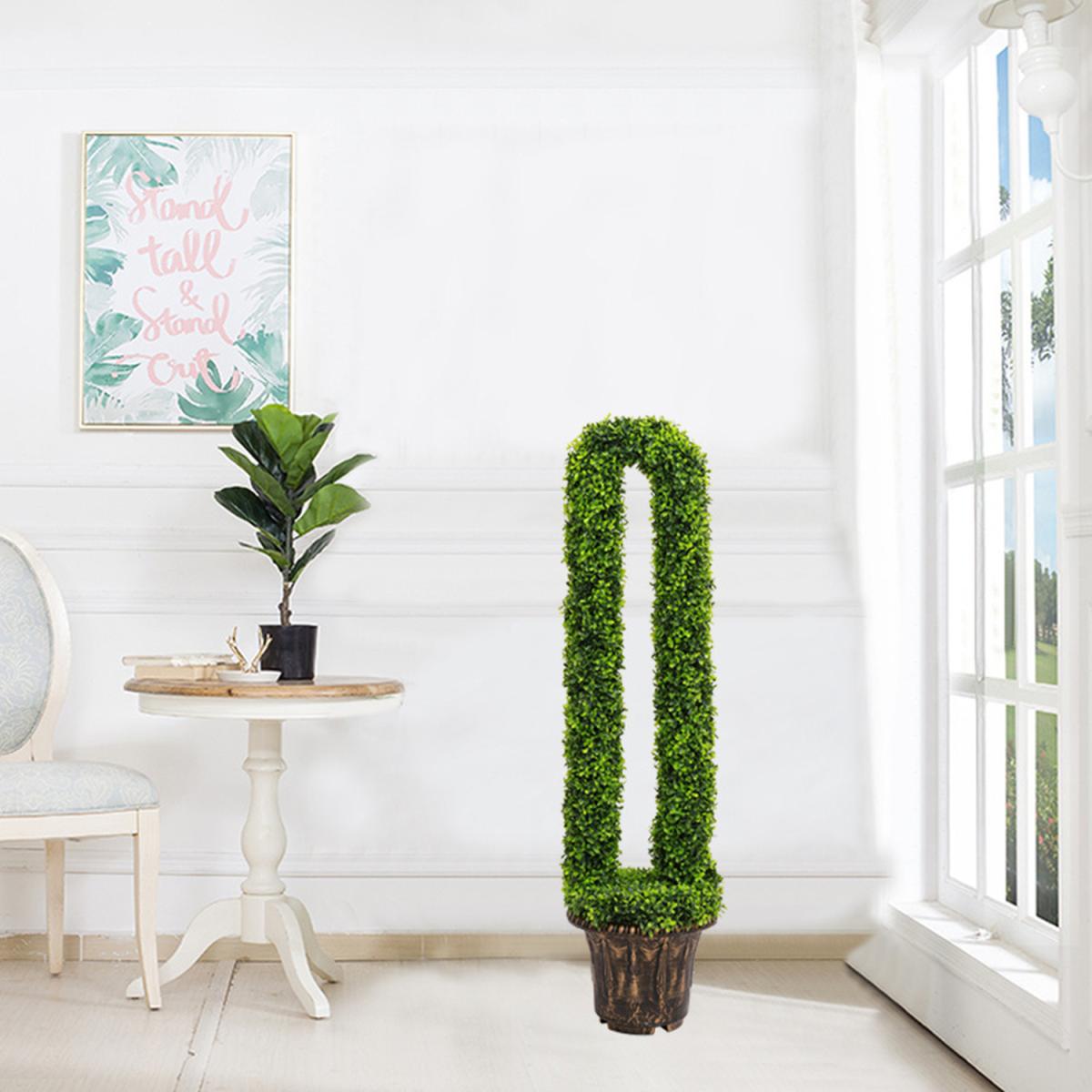 Green Faux Boxwood Potted U-shaped Topiary Tree - Green / 120cm – image 5