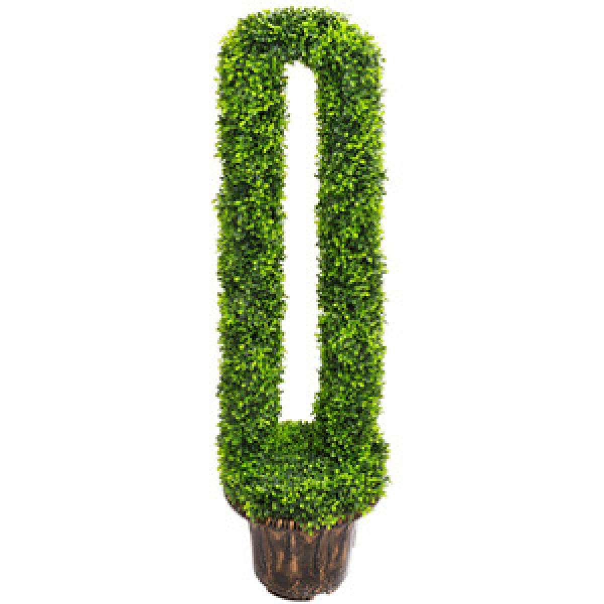 Green Faux Boxwood Potted U-shaped Topiary Tree - Green / 120cm – image 6