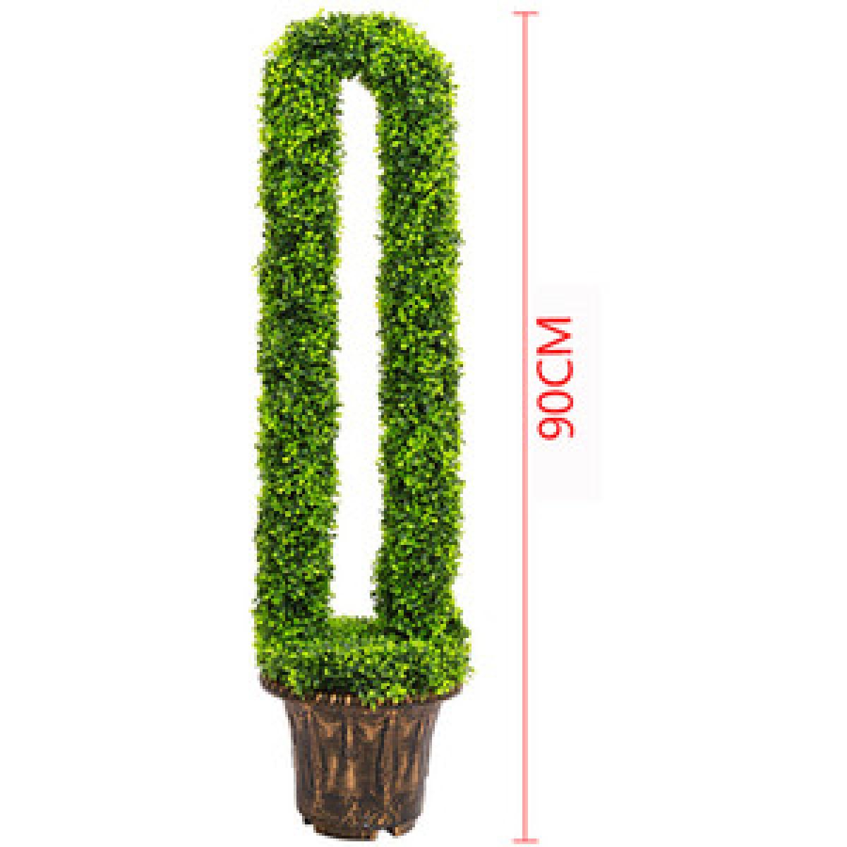 Green Faux Boxwood Potted U-shaped Topiary Tree - Green / 120cm – image 7
