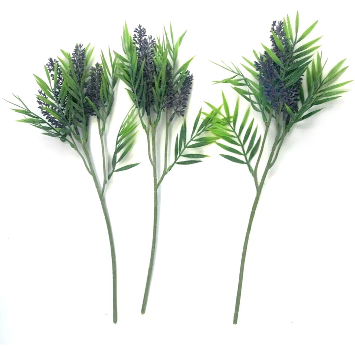 Artificial Faux Lavender Plant Sprays with Fern Foliage - Purple – image 3