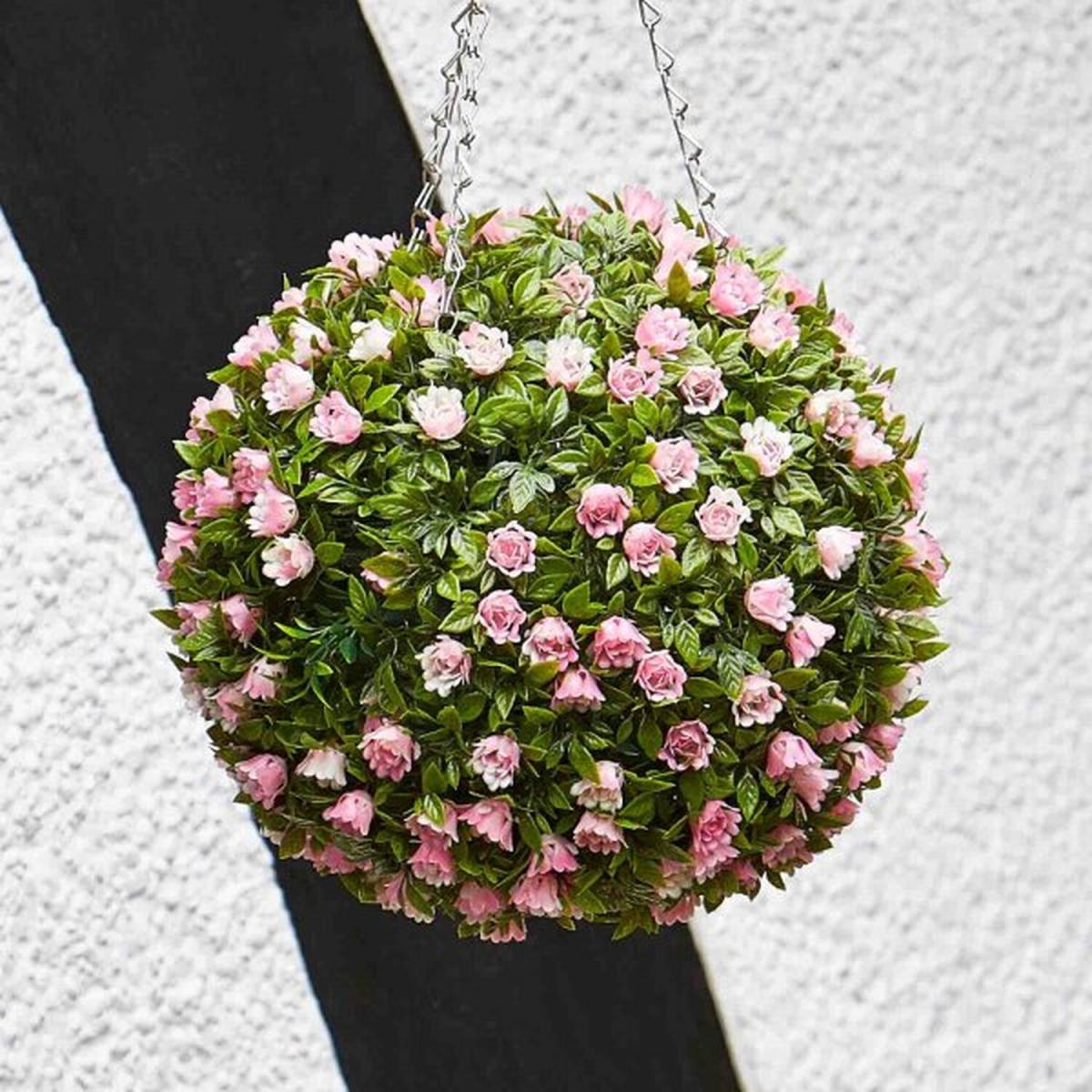 Pink Rose Topiary Ball - Gree,Pink