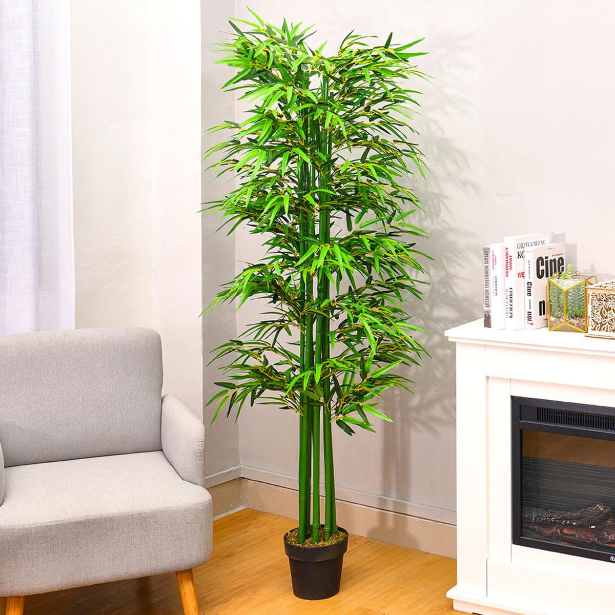 Tall Artificial Bamboo Tree in Pot - Green – image 4