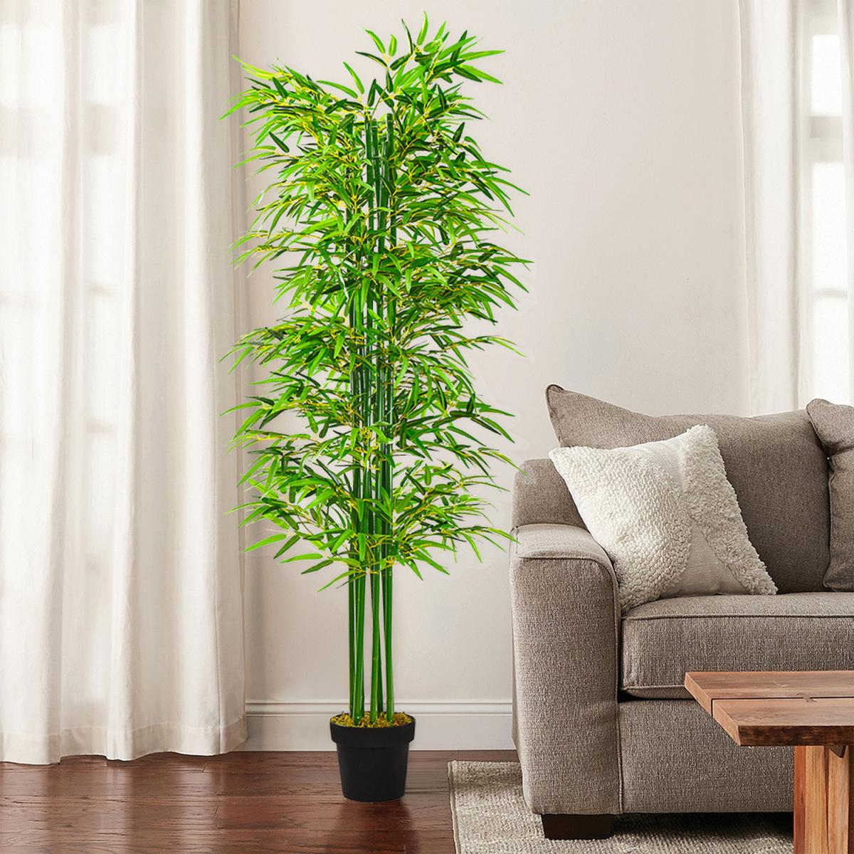 Tall Artificial Bamboo Tree in Pot - Green – image 6
