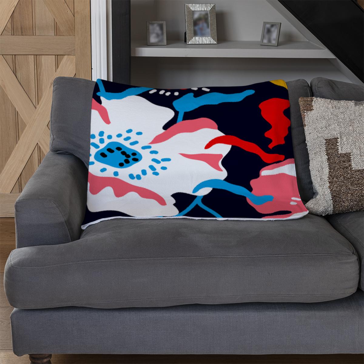 Bright Flowers On Dark Blanket - Red – image 3