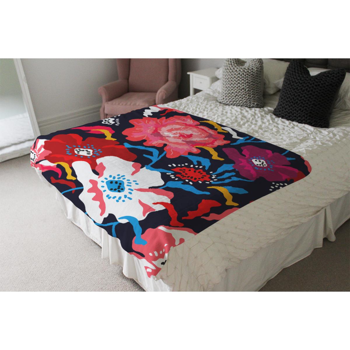 Bright Flowers On Dark Blanket - Red – image 4
