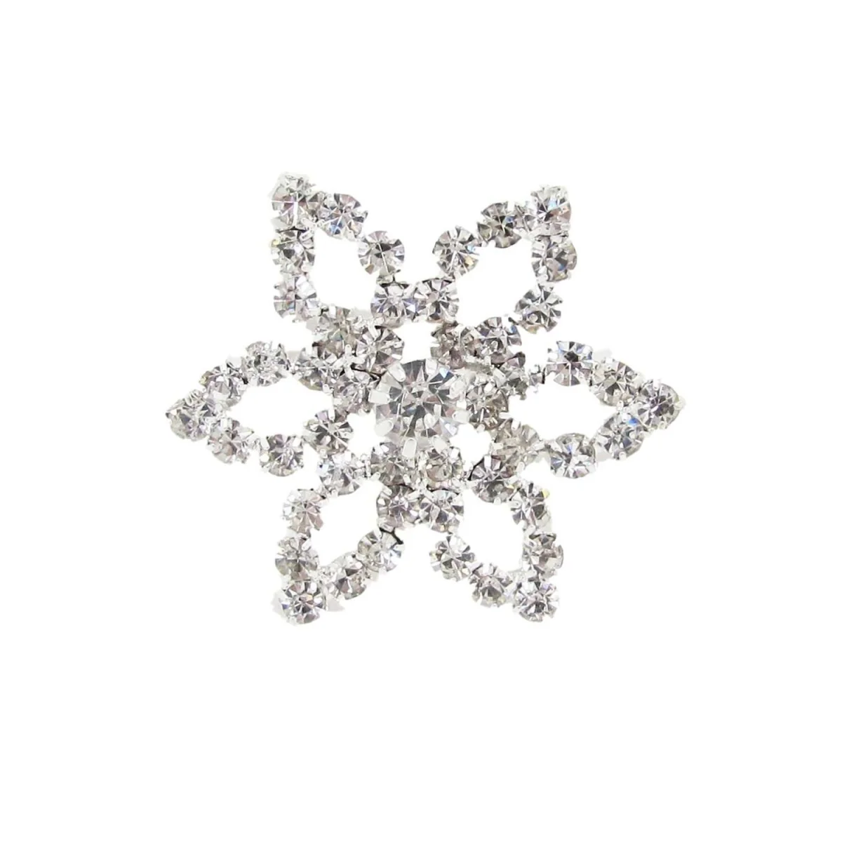 Pack of 10 Decorative Large Flower Diamante Embellishments with Grade A Rhinestones - Silver – image 2