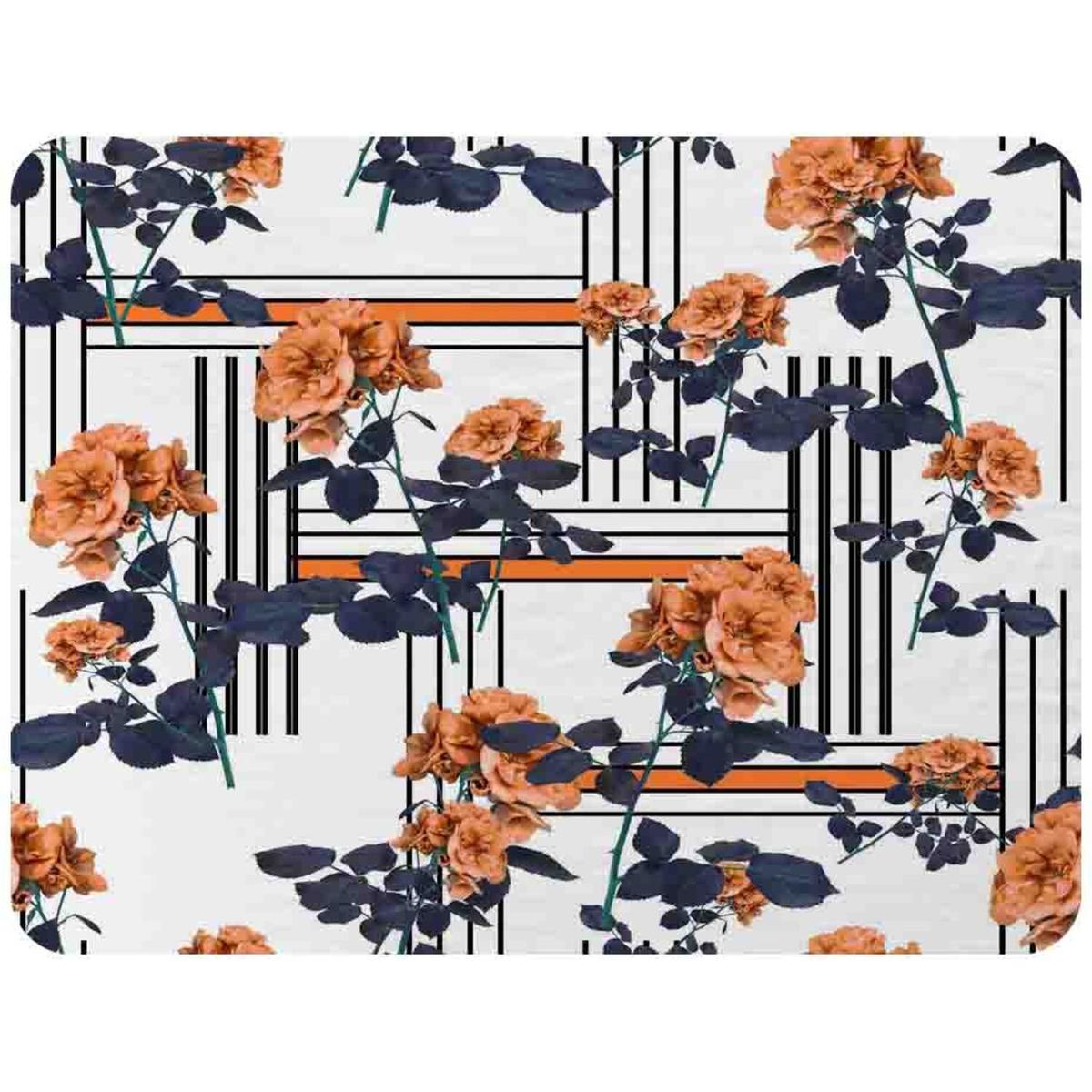 Geometric Lines  Flowers Blanket - Orange – image 2