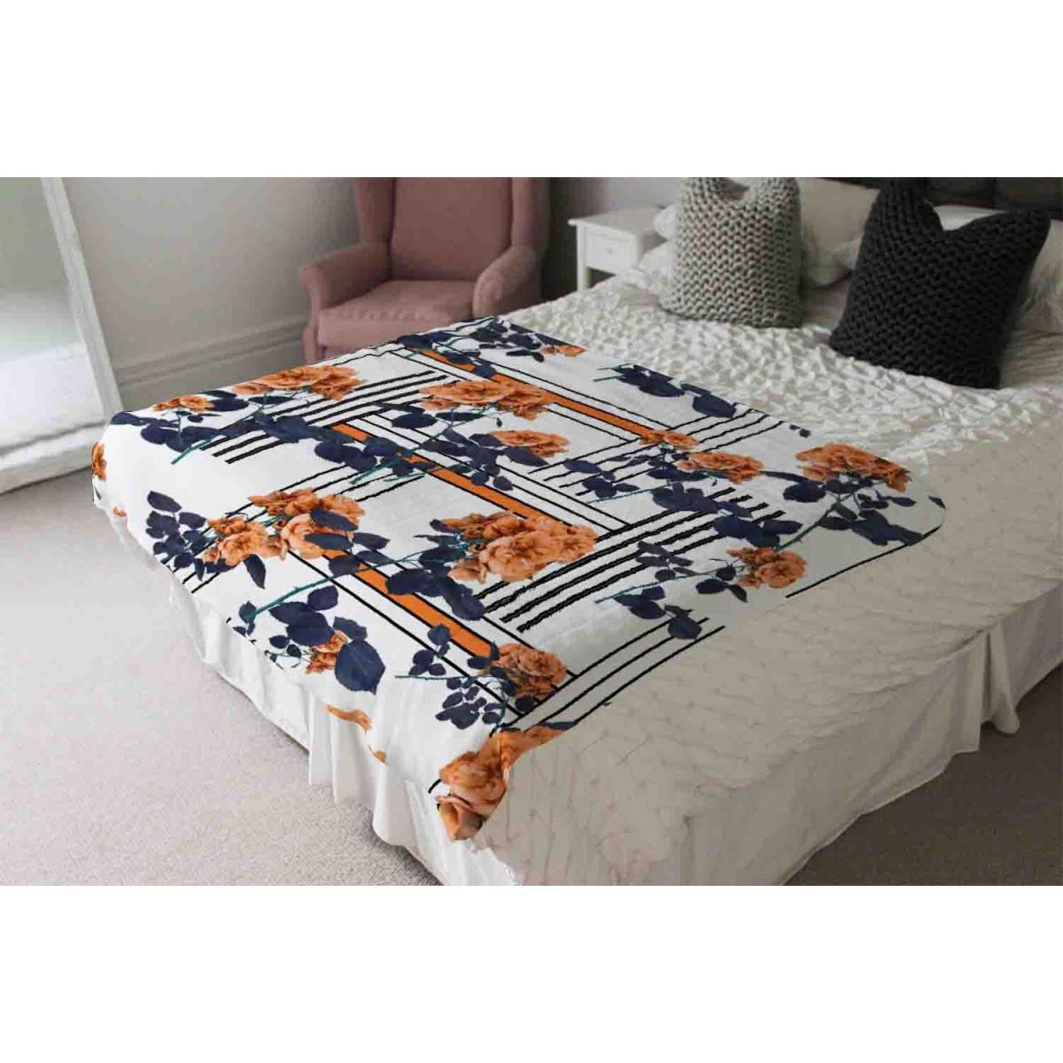 Geometric Lines  Flowers Blanket - Orange – image 4