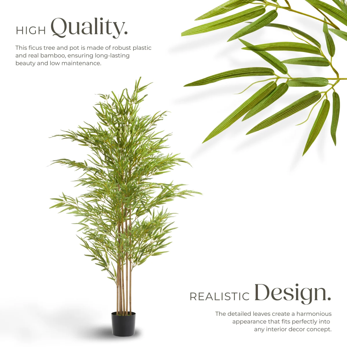 Artificial Plant - Bamboo, Realistic Look, Low-Maintenance - Green / 180cm – image 4