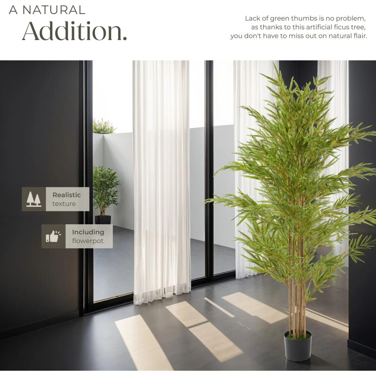 Artificial Plant - Bamboo, Realistic Look, Low-Maintenance - Green / 180cm – image 6