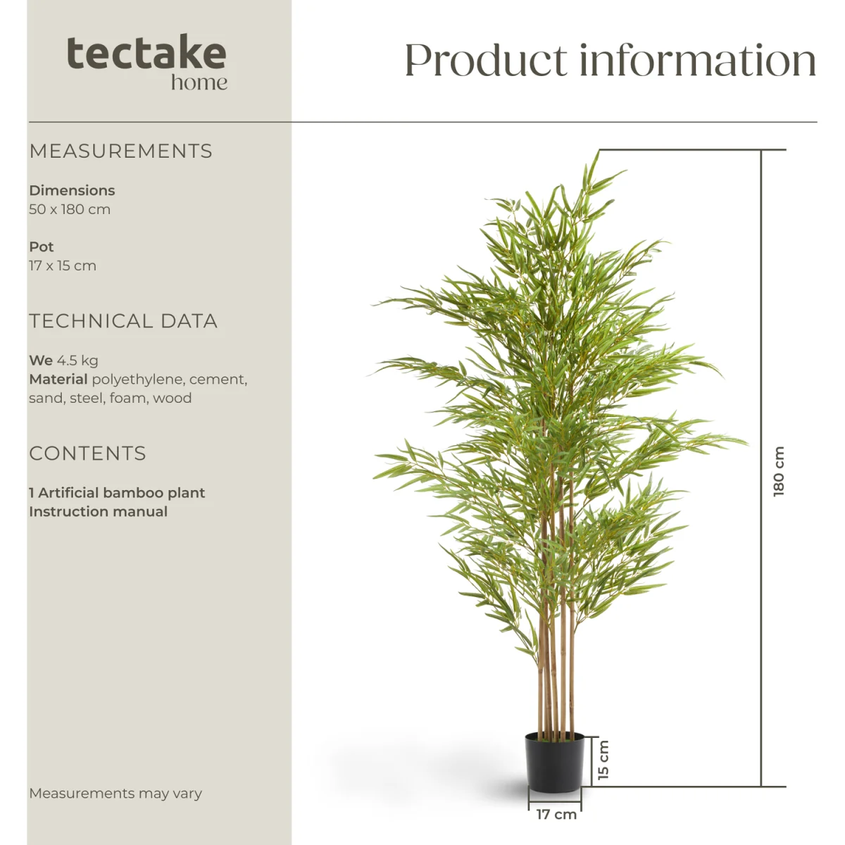 Artificial Plant - Bamboo, Realistic Look, Low-Maintenance - Green / 180cm – image 7