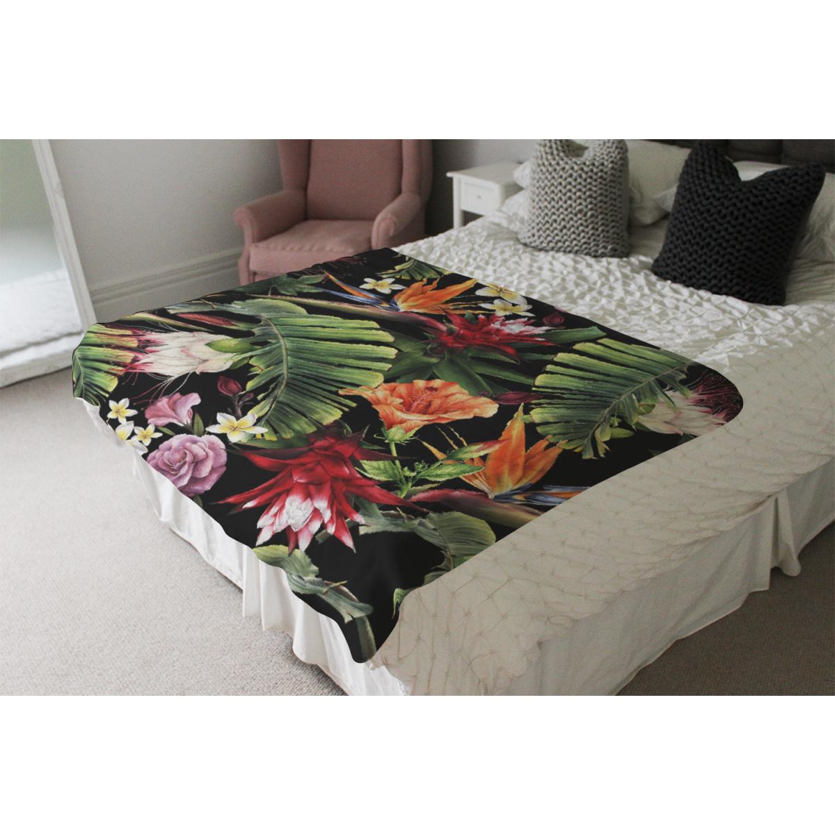 Tropical Flowers  Plant Leaves Blanket - Green – image 3