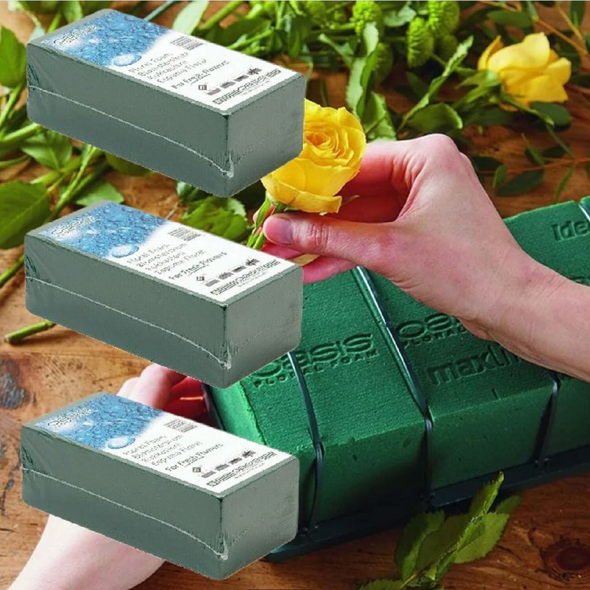 Green Wet Foam Oasis Brick For Fresh Floral Crafts Flower Arranging - Green / 3 – image 1