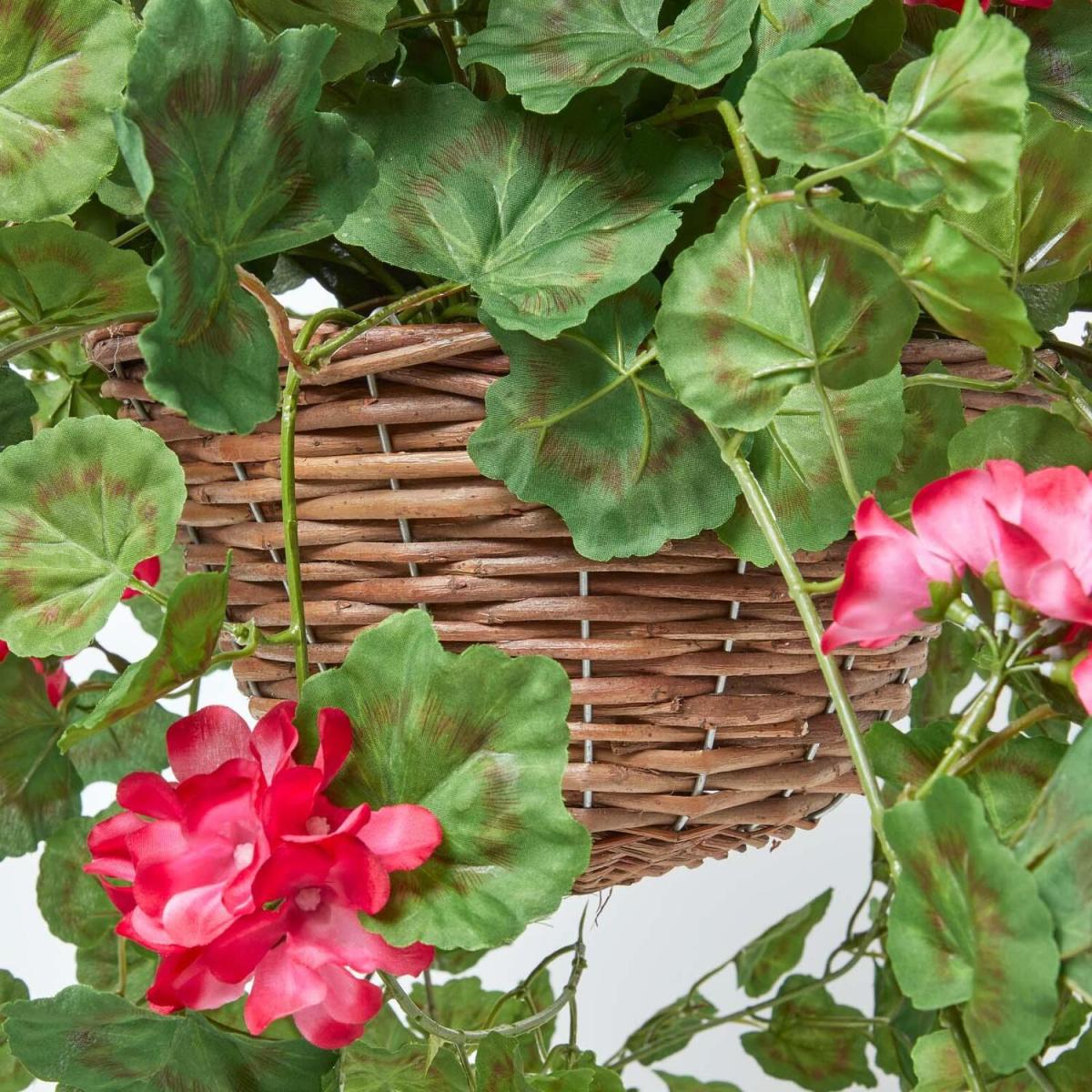 Homescapes Large Lifelike Pink Geranium Artificial Hanging Basket Trailing Plant - Pink – image 2