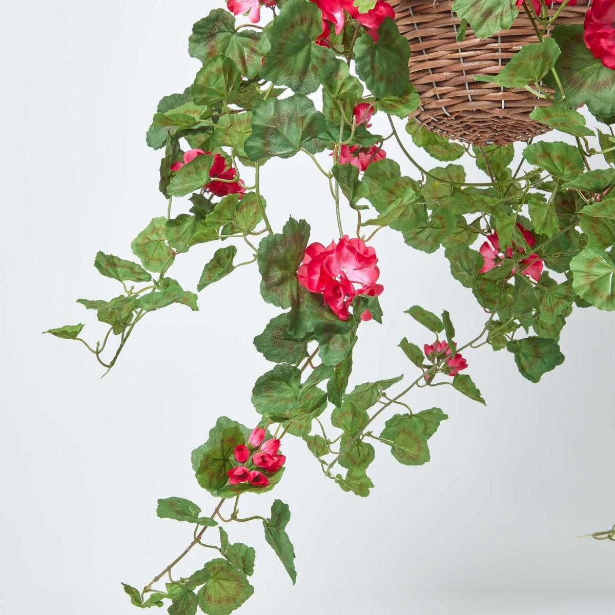 Homescapes Large Lifelike Pink Geranium Artificial Hanging Basket Trailing Plant - Pink – image 3